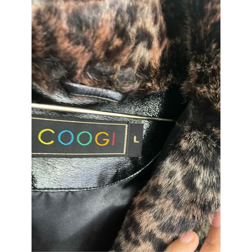 COOGI Faux Fur Feline Print Vest Size Large